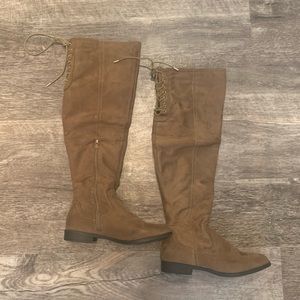 Xoxo over-the-knee faux suede boots. Size 9.